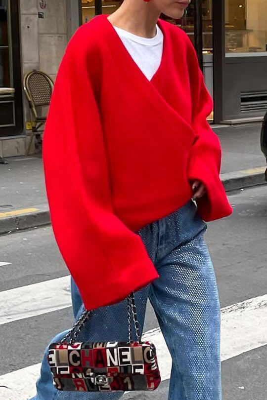 Heidi-Mode | Lässige Street Einfarbige V-Ausschnitt Outerwear