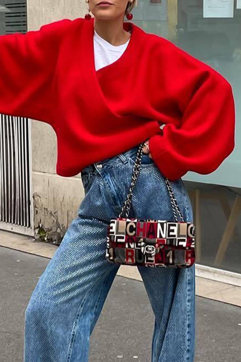 Heidi-Mode | Lässige Street Einfarbige V-Ausschnitt Outerwear