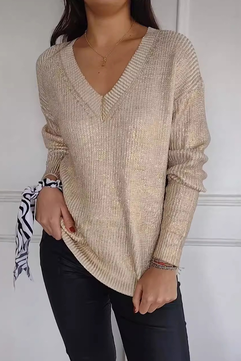 Heidi-Mode | Lässige Daily Patchwork V-Ausschnitt Pullover - 5 Farben
