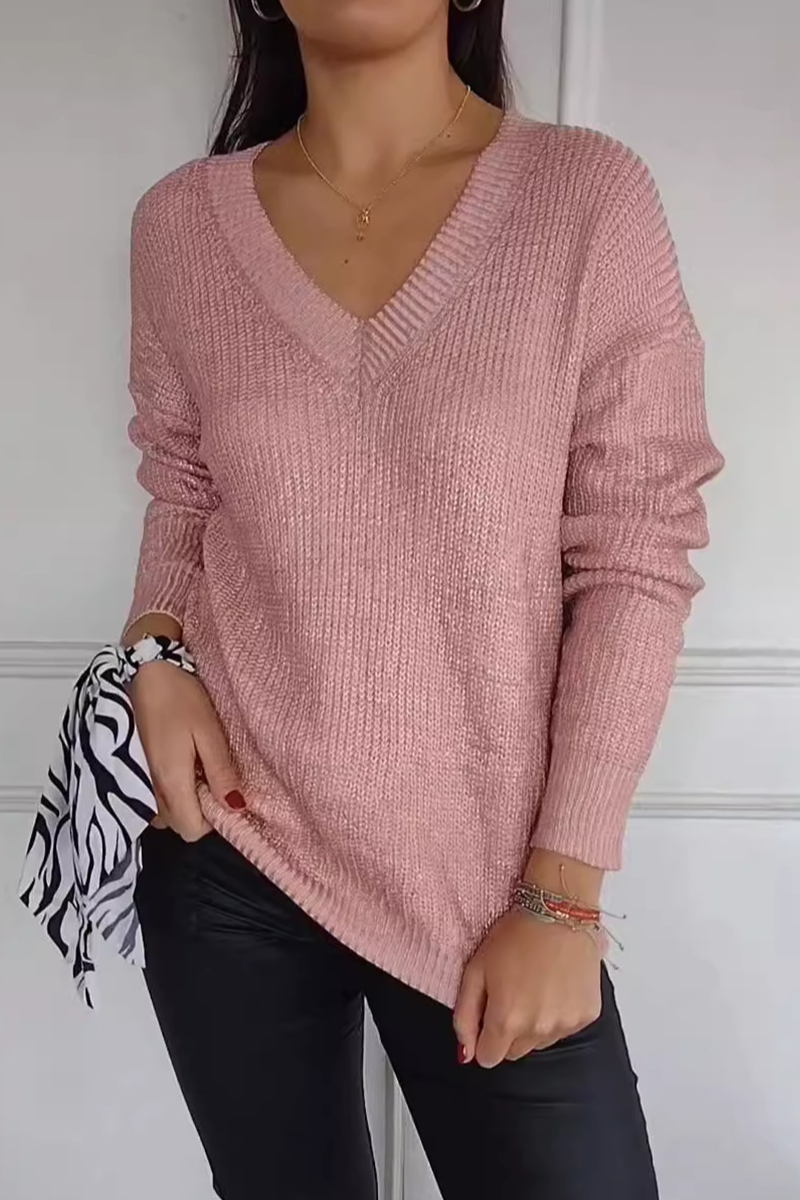 Heidi-Mode | Lässige Daily Patchwork V-Ausschnitt Pullover - 5 Farben
