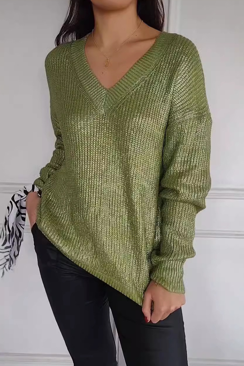 Heidi-Mode | Lässige Daily Patchwork V-Ausschnitt Pullover - 5 Farben