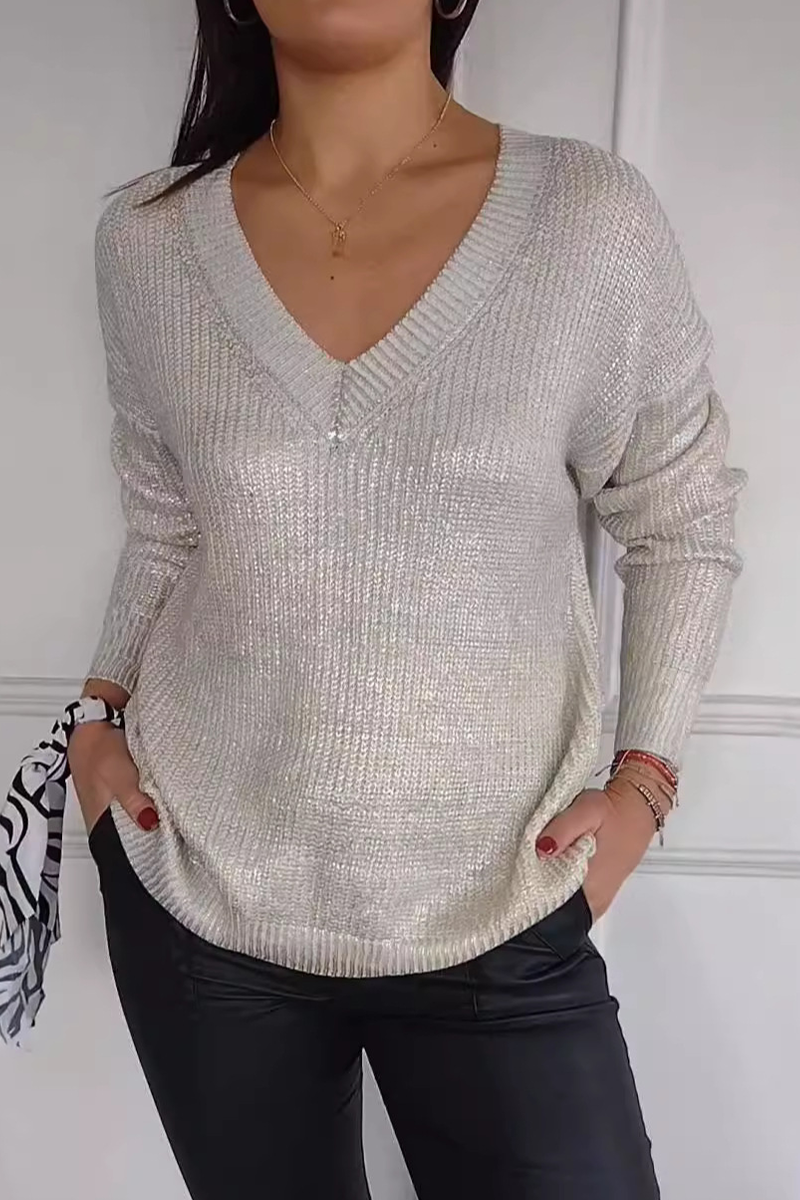 Heidi-Mode | Lässige Daily Patchwork V-Ausschnitt Pullover - 5 Farben