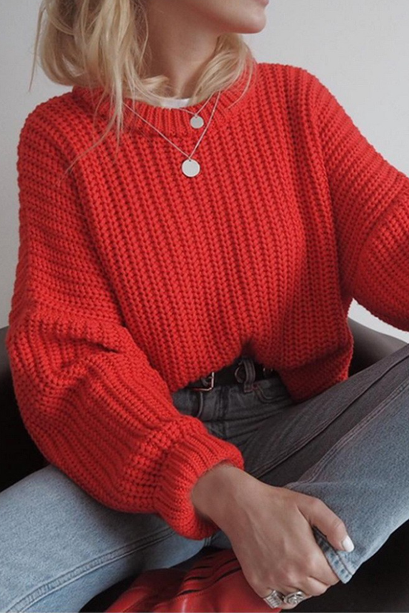 Heidi-Mode | Casual Daily Weave O-Hals Pullover - 7 Farben