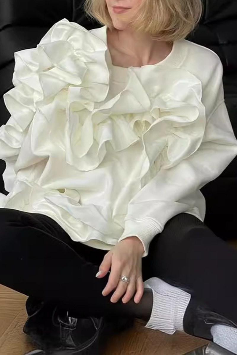 Heidi-Mode | Lässiger Blumenform O-Ausschnitt Sweats