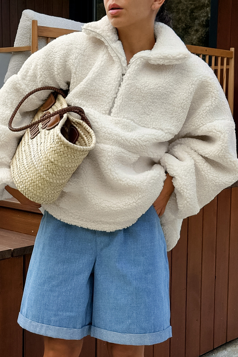 Heidi-Mode | Lässige Tägliche Taschen Reißverschluss Umlegekragen Hoodies