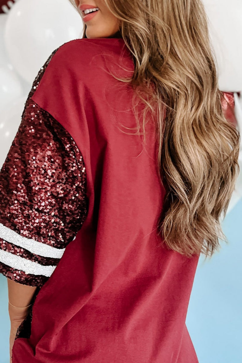 Heidi-Mode | Lässige Patchwork Pailletten O-Ausschnitt T-Shirts - 4 Farben