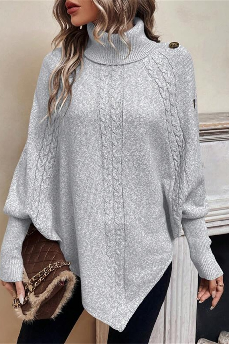 Heidi-Mode | Lässige Knopfgewebe Rollkragenpullover - 3 Farben