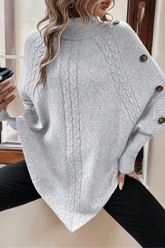 Heidi-Mode | Lässige Knopfgewebe Rollkragenpullover - 3 Farben