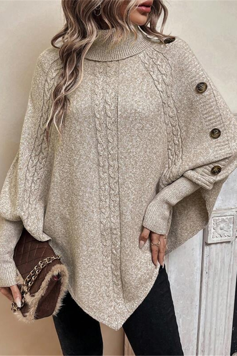 Heidi-Mode | Lässige Knopfgewebe Rollkragenpullover - 3 Farben