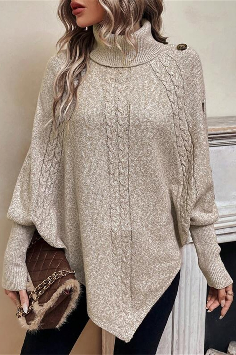 Heidi-Mode | Lässige Knopfgewebe Rollkragenpullover - 3 Farben