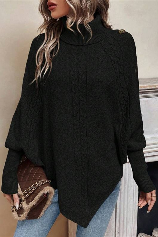 Heidi-Mode | Lässige Knopfgewebe Rollkragenpullover - 3 Farben