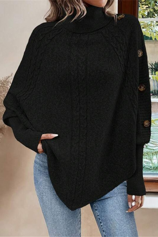 Heidi-Mode | Lässige Knopfgewebe Rollkragenpullover - 3 Farben