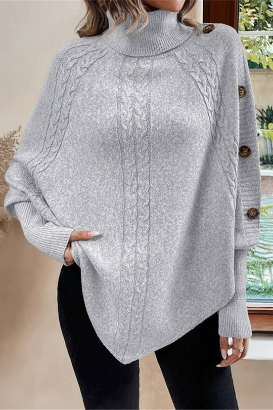 Heidi-Mode | Lässige Knopfgewebe Rollkragenpullover - 3 Farben