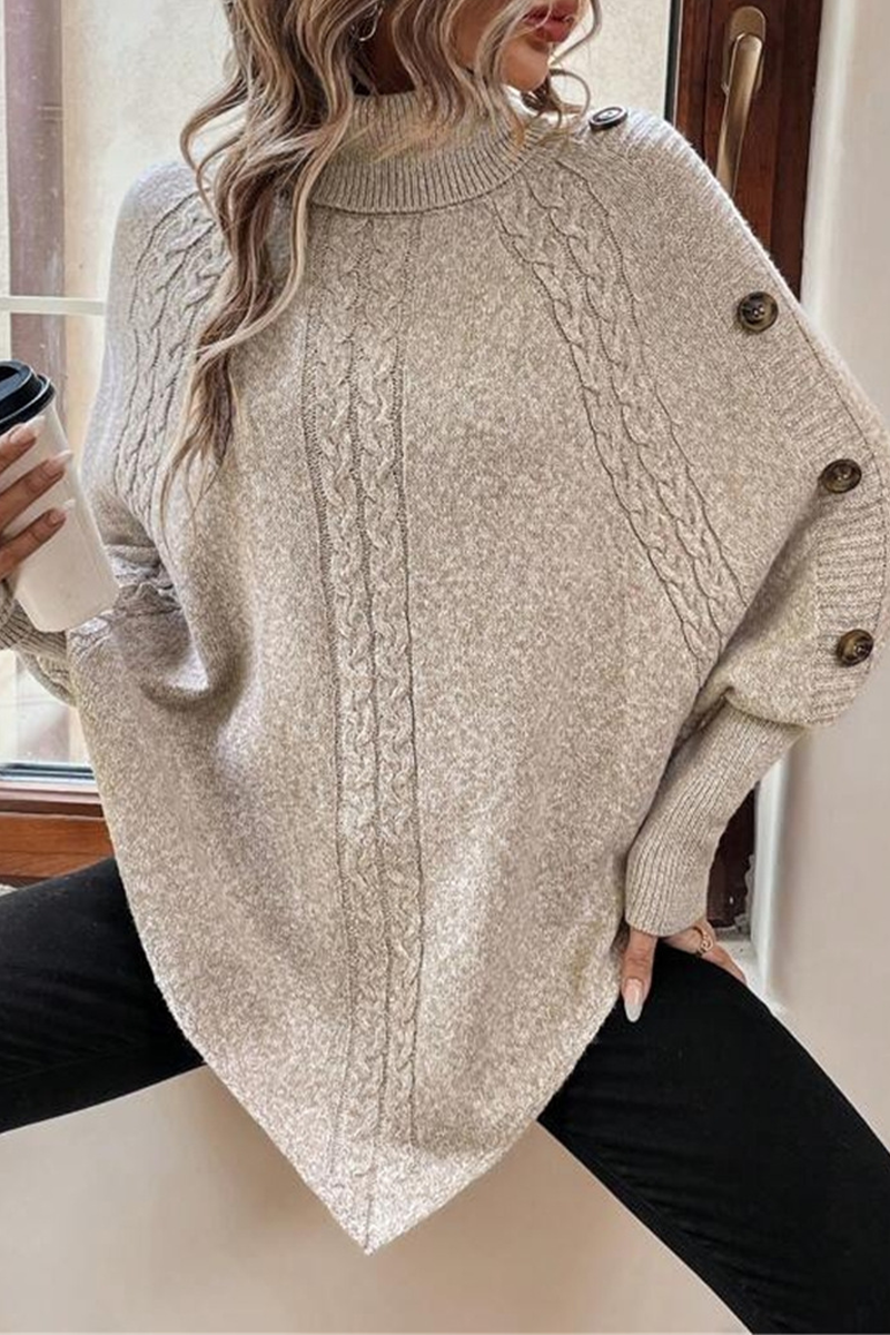 Heidi-Mode | Lässige Knopfgewebe Rollkragenpullover - 3 Farben
