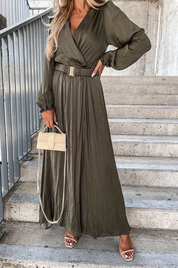 Heidi-Mode | Schaffende Magie Lange Ärmel Gürtel Maxi Kleid