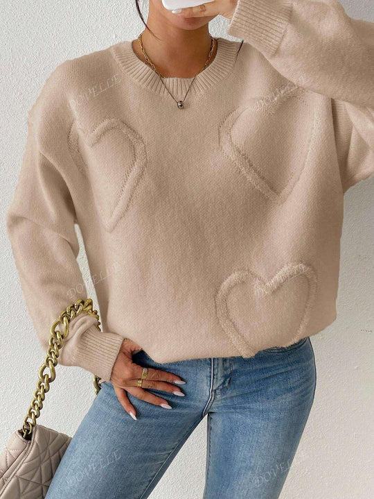 Heidi-Mode | Pullover mit Herzstickerei für Damen