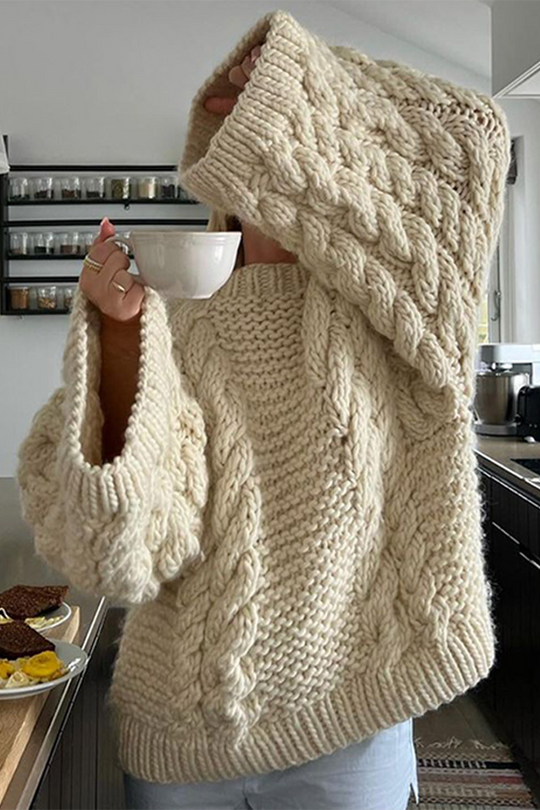 Heidi-Mode | Lässiger einfarbiger Gewebe O-Hals Pullover - 3 Farben