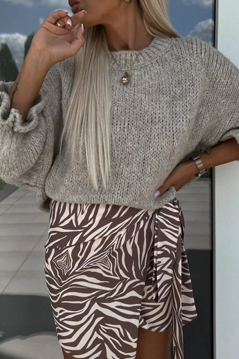 Heidi-Mode | Lässiger Uni-Farben Rüsche Web O-Ausschnitt Pullover - 4 Farben