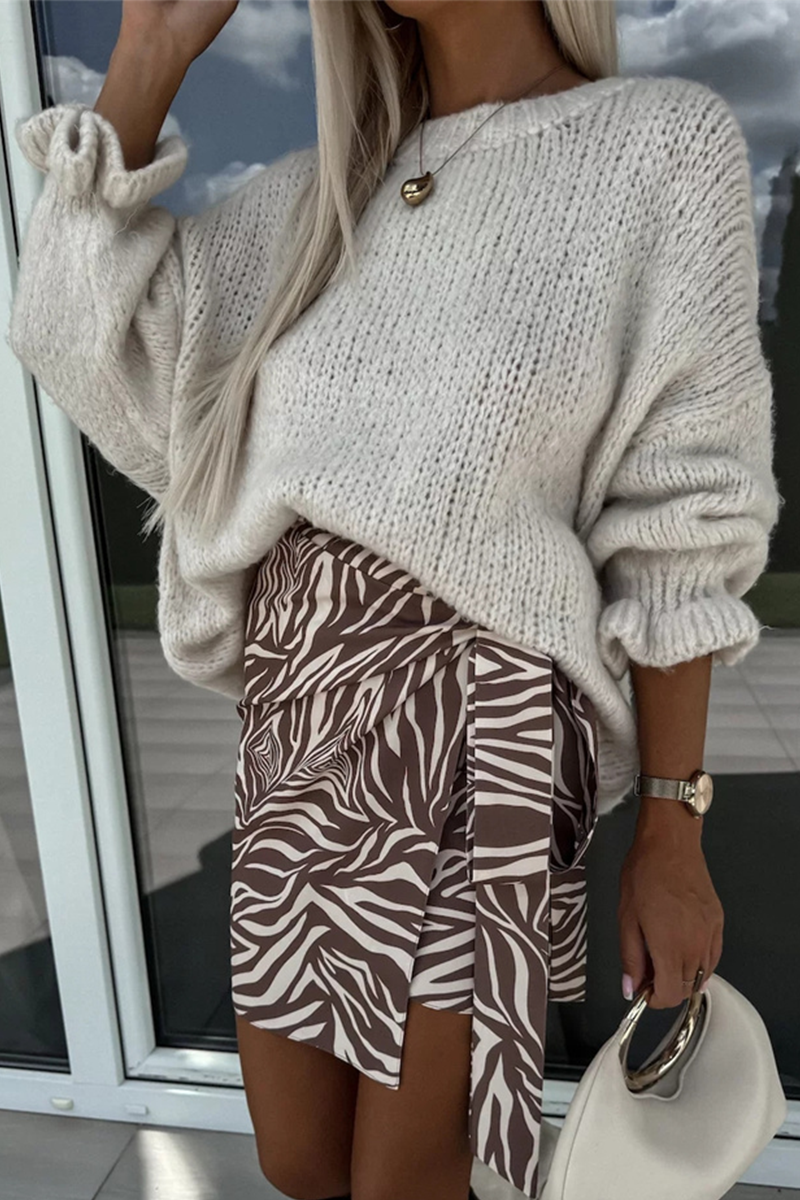 Heidi-Mode | Lässiger Uni-Farben Rüsche Web O-Ausschnitt Pullover - 4 Farben