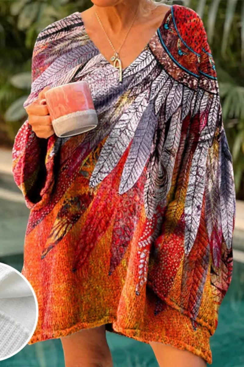 Heidi-Mode | Lässige Druck Basic V-Ausschnitt Pullover - 5 Farben