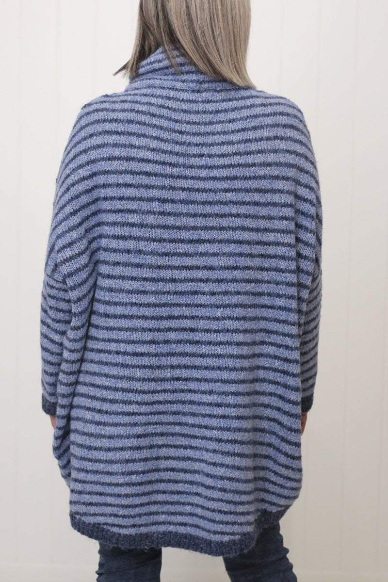 Heidi-Mode | Lässige Streifen-Kontrast-Rollkragenpullover - 5 Farben