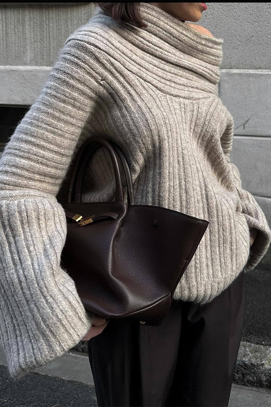 Heidi-Mode | Solide Farbe Unregelmäßige Potholes Off Shoulder Sweater - 5 Farben
