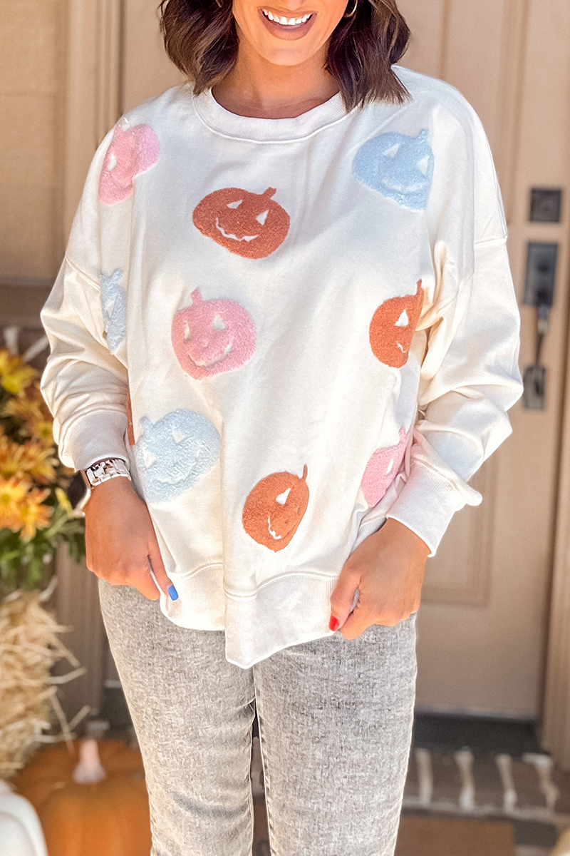Heidi-Mode | Casual Pumpkin Patch O-Ausschnitt Sweats