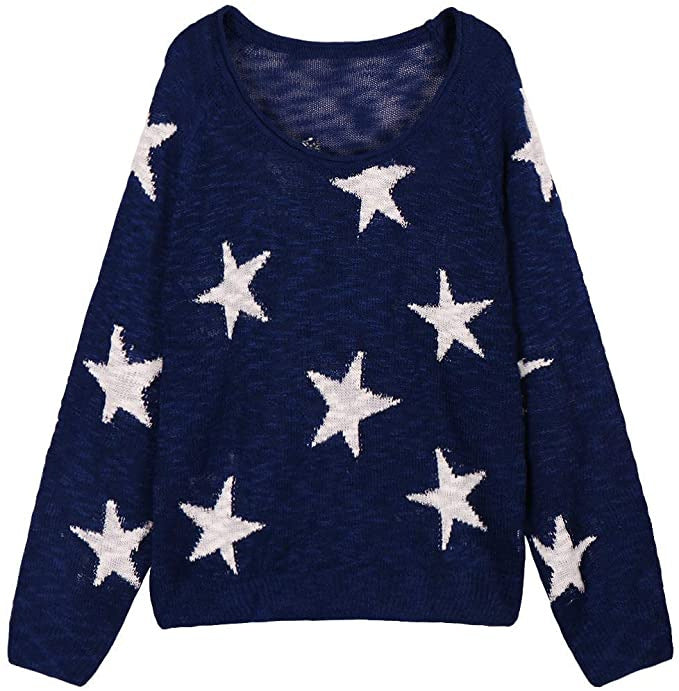 Damen stylischer Strickpullover mit Sternenmotiv Heidi-Mode