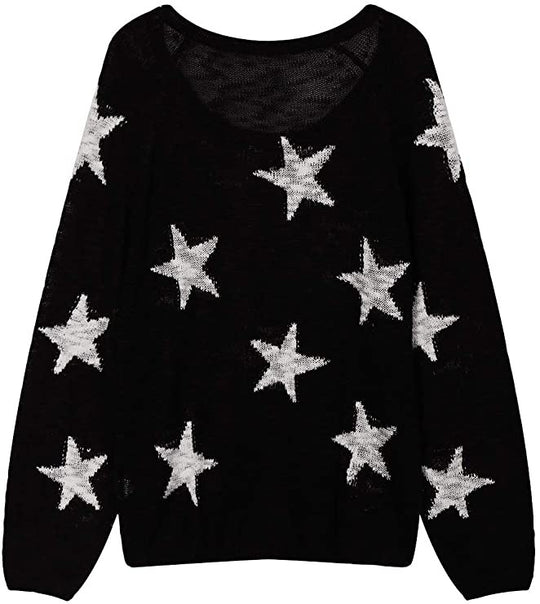 Damen stylischer Strickpullover mit Sternenmotiv Heidi-Mode