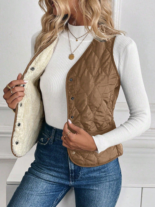 Heidi-Mode | Gesteppt Gefütterte Weste mit Umgekehrtem Lamm für Damen