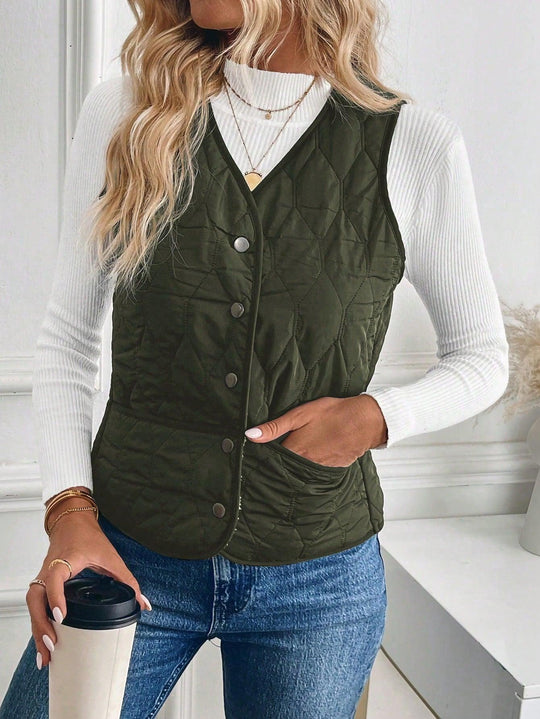 Heidi-Mode | Gesteppt Gefütterte Weste mit Umgekehrtem Lamm für Damen