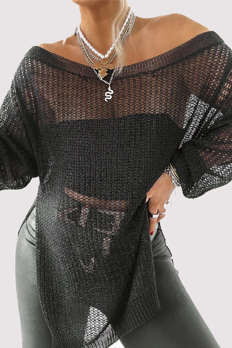 Heidi-Mode | Sexy Einfarbige Hollow Out Off Shoulder Tops