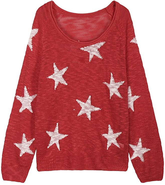 Damen stylischer Strickpullover mit Sternenmotiv Heidi-Mode