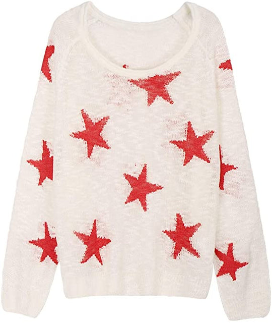 Damen stylischer Strickpullover mit Sternenmotiv Heidi-Mode
