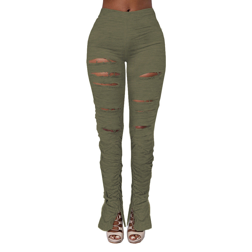 Heidi-Mode | Hochwertige Hochbund-Rippstoff-Raffungs-Hose
