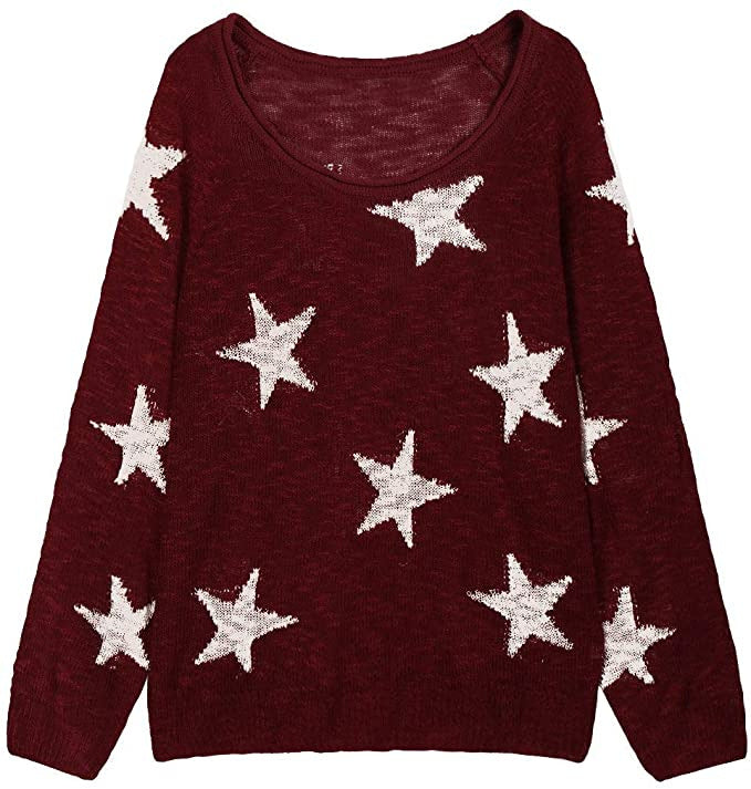 Damen stylischer Strickpullover mit Sternenmotiv Heidi-Mode