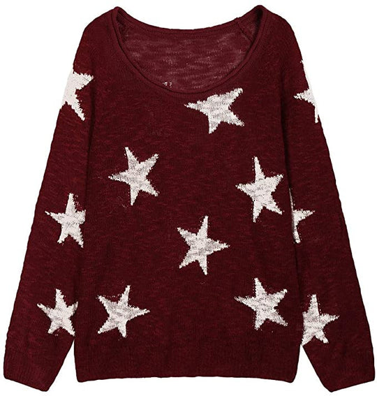 Damen stylischer Strickpullover mit Sternenmotiv Heidi-Mode