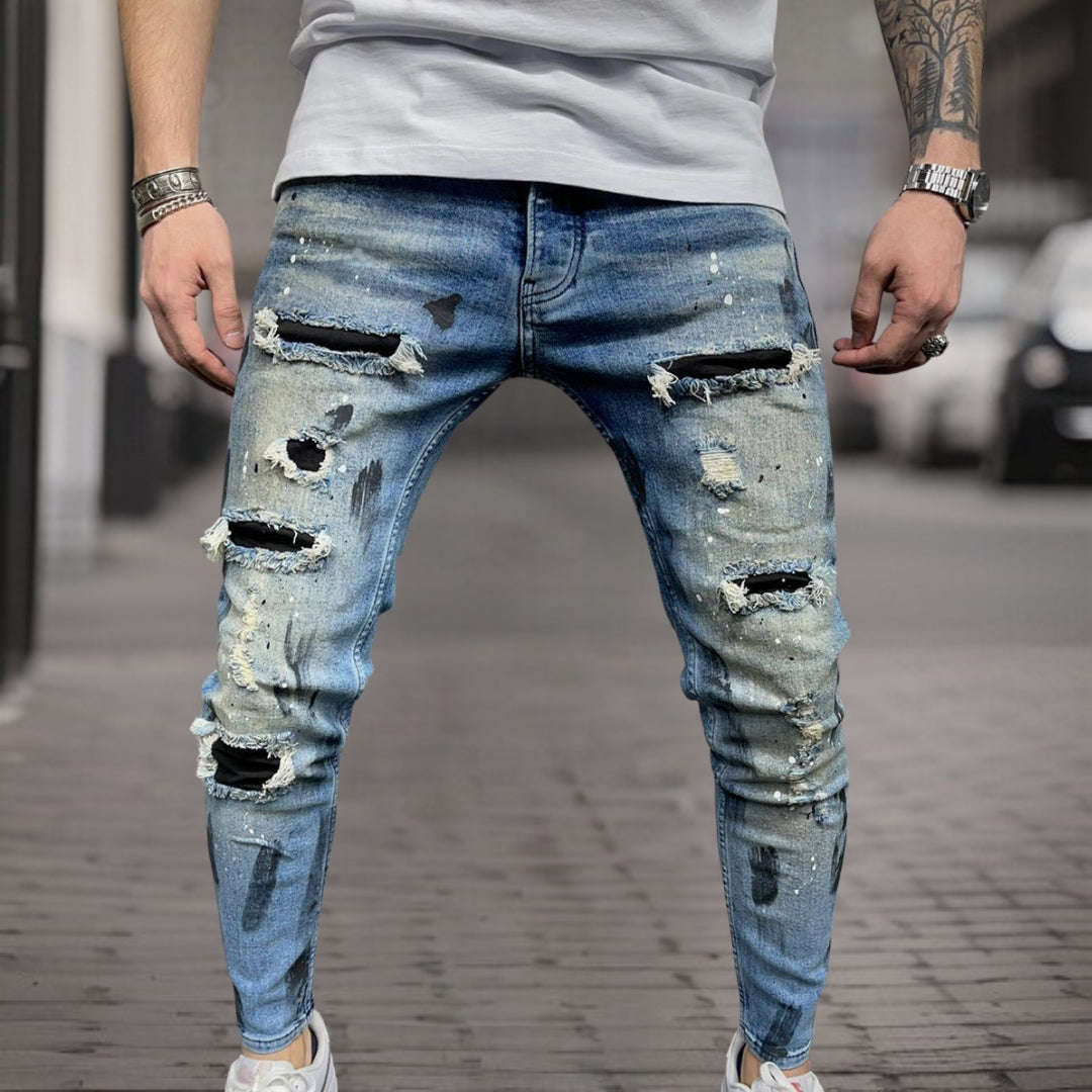 getragene Denim-Hose