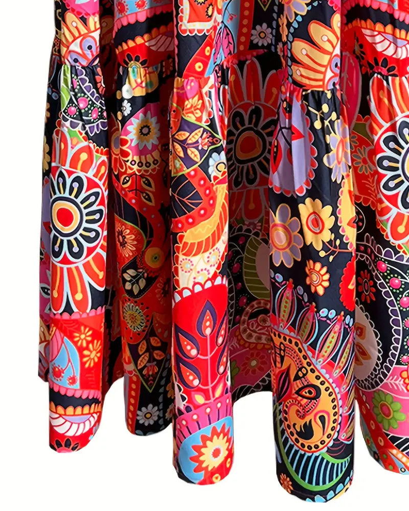 Heidi-Mode | Ärmelloses, Lockeres, Langes Kleid mit Print