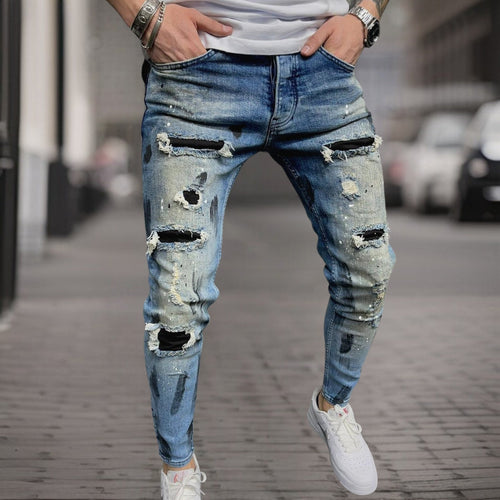 getragene Denim-Hose