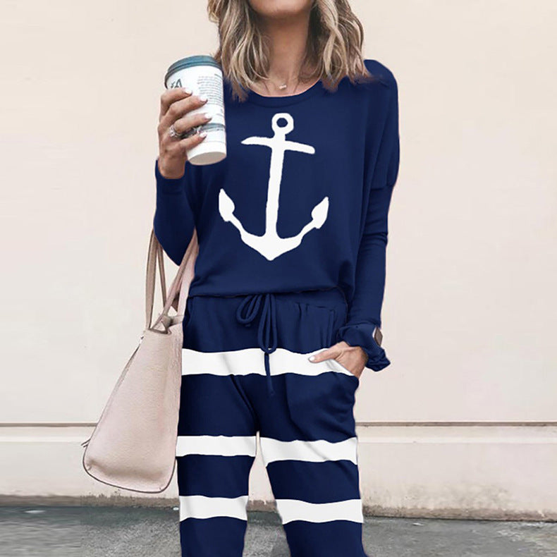 Damen Freizeit-Loungewear-Set mit floralem Muster und elastischem Bund Heidi-Mode