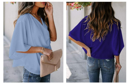 Heidi Mode | Chiffonhemd mit V-Ausschnitt