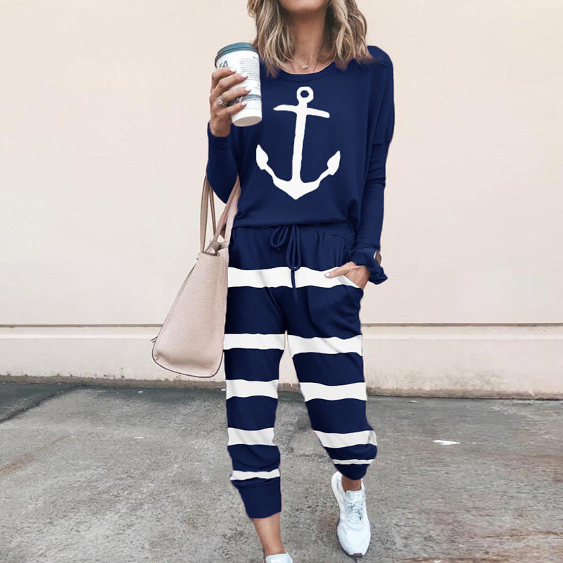 Damen Sweatpants-Set mit Sternen-Print und elastischem Bund Heidi-Mode