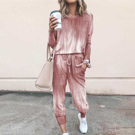 Damen Sweatpants-Set mit Sternen-Print und elastischem Bund Heidi-Mode