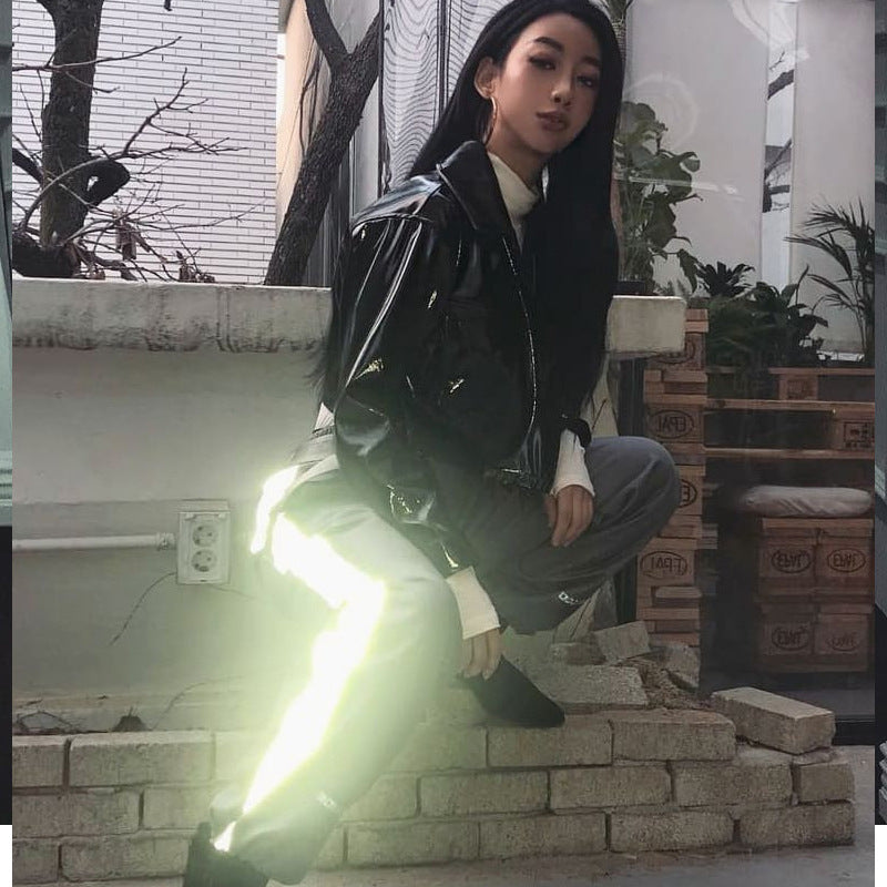 Damen Sportliches Jogginganzug mit reflektierenden Akzenten Heidi-Mode