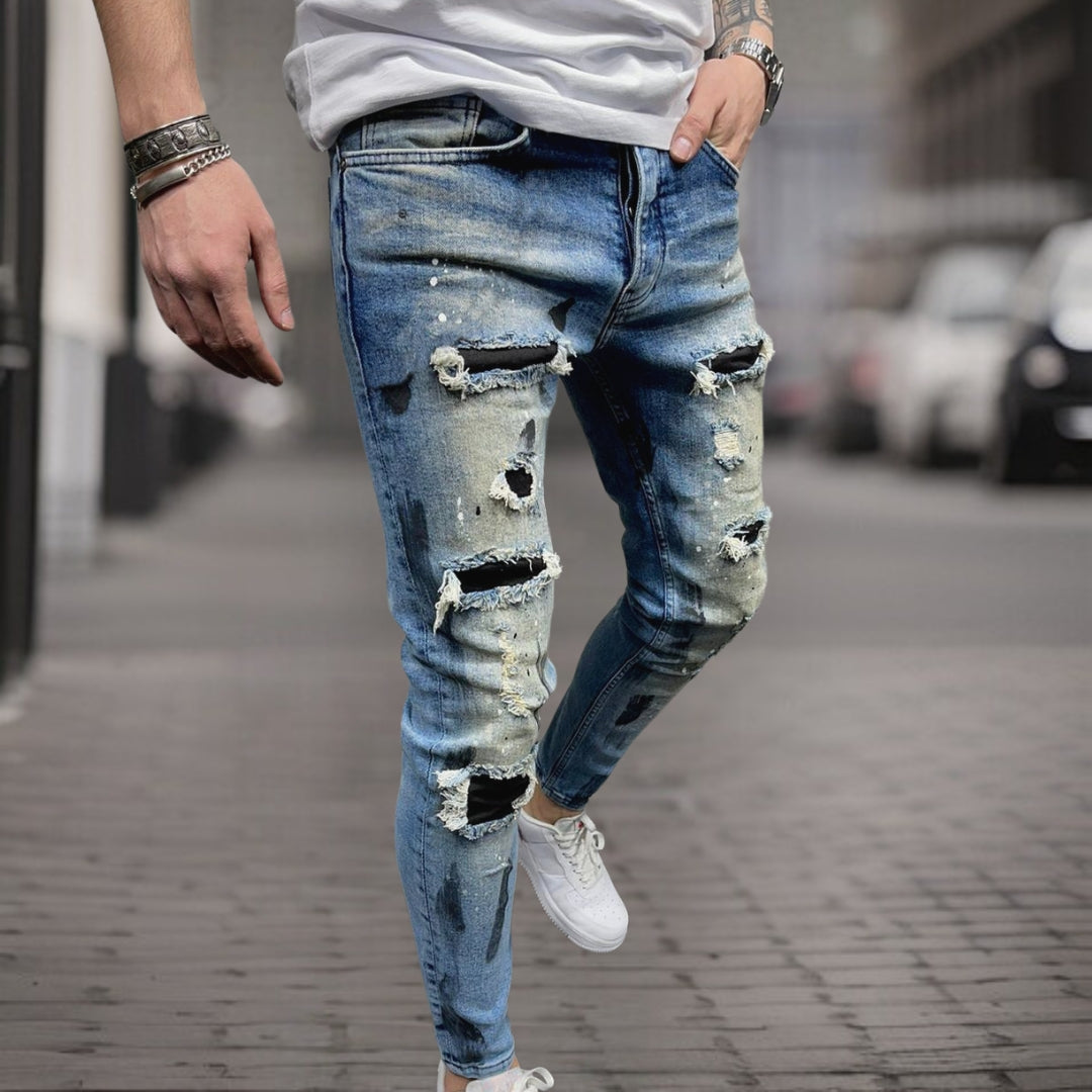 getragene Denim-Hose