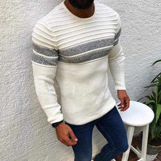 Herren Strickpullover mit strukturiertem Wellenmuster und modischem Farbdesign Heidi-Mode