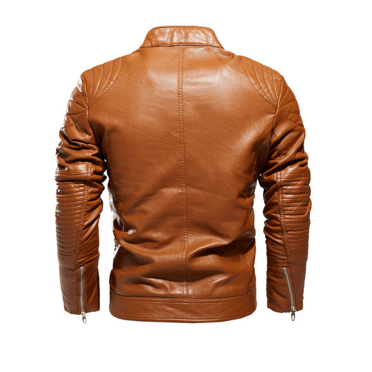 Herren Bikerjacke aus kunstvoll verarbeitetem Leder mit markanten Steppdetails und praktischen Taschen Heidi-Mode