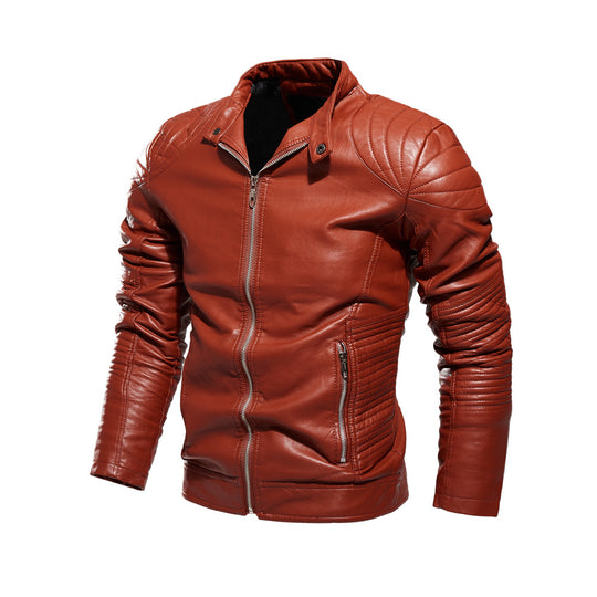 Herren Bikerjacke aus kunstvoll verarbeitetem Leder mit markanten Steppdetails und praktischen Taschen Heidi-Mode