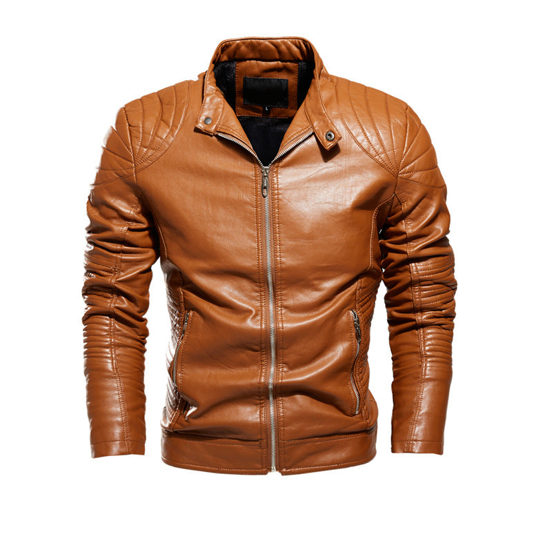 Herren Bikerjacke aus kunstvoll verarbeitetem Leder mit markanten Steppdetails und praktischen Taschen Heidi-Mode